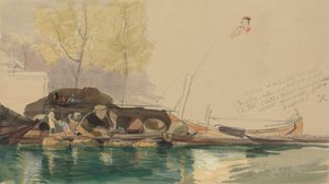 Lastkähne auf einem Kanal in Rotterdam von James Holland