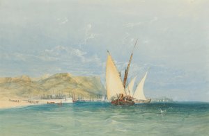 Küstenszene mit Segelbooten von James Holland