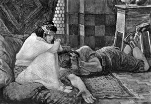 Simson offenbart Delila sein Geheimnis - Bibel von James Jacques Joseph (after) Tissot