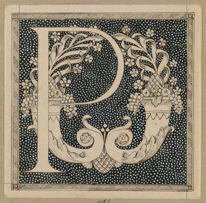 Großbuchstabe P, Illustration aus Das Leben unseres Herrn Jesus Christus