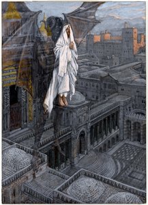 Christus wird auf eine Zinne des Tempels getragen, Illustration für Das Leben Christi, ca. 1884-96 von James Jacques Joseph Tissot