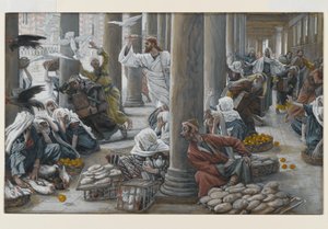 Christus vertreibt die Händler aus dem Tempel, Illustration für Das Leben Christi von James Jacques Joseph Tissot