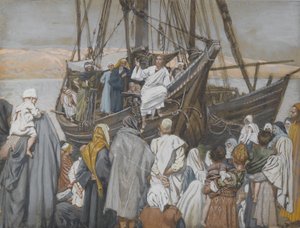 Jesus predigt in einem Schiff, Illustration aus Das Leben unseres Herrn Jesus Christus