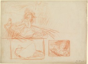 Nachdenkliches Mädchen in einem Boot von James Jacques Joseph Tissot