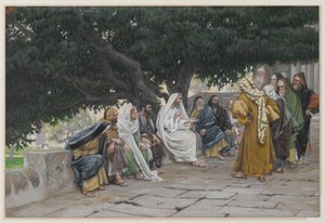 Die Pharisäer und die Sadduzäer kommen, um Jesus zu versuchen, Illustration aus Das Leben unseres Herrn Jesus Christus, 1886-94
