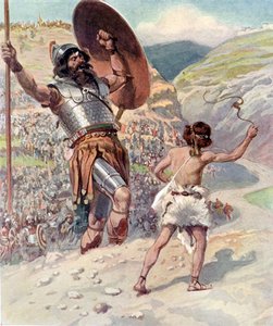 David schleudert den Stein von J. James Tissot - Bibel von James Jacques Joseph after Tissot