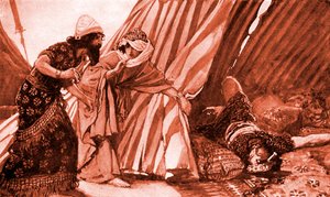 Jael zeigt Barak den toten Sisera