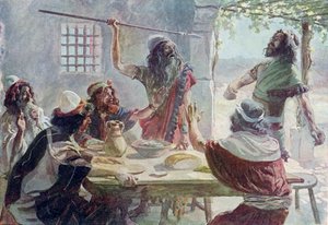 Saul wirft einen Speer auf Jonathan von James Jacques Joseph after Tissot