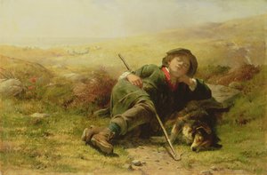 Ein Hirtenjunge und sein Schäferhund vernachlässigen ihre Pflicht, 1851