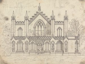 Vorbereitende Zeichnung für Design 14, Platte 11 für Eine Sammlung von Entwürfen für ländliche Rückzugsorte