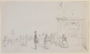 Eine Gruppe von Figuren auf einer Esplanade