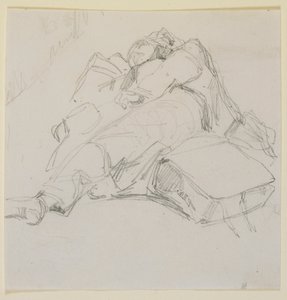 Ein Mann schläft auf einem Haufen Gepäck von James Abbott McNeill Whistler