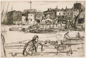 Black Lion Wharf, aus der Thames Set (Eine Serie von sechzehn Radierungen von Szenen an der Themse und anderen Motiven) von James McNeill Whistler