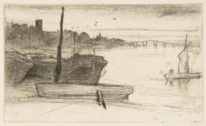 Chelsea-Brücke und Kirche von James McNeill Whistler