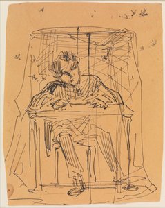 Mann am Tisch unter einem Moskitonetz (aus Skizzenbuch) von James McNeill Whistler