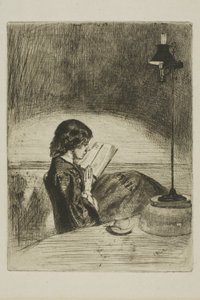 Lesen bei Lampenlicht von James Abbott McNeill Whistler