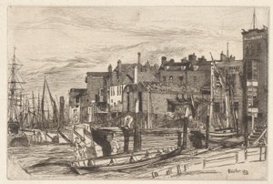 Thames Police (Wapping Wharf), aus der Thames Set (Eine Serie von Sechzehn Radierungen von Szenen auf der Themse und anderen Themen) von James Abbott McNeill Whistler