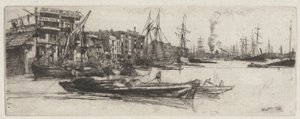 Thames-Lagerhaus, aus der Thames-Serie (Eine Serie von sechzehn Radierungen von Szenen an der Themse und anderen Motiven)