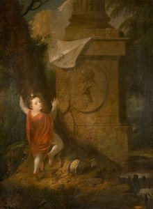Werbung des Künstlers - Cherub mit Drachen am Denkmal