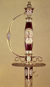 Griff eines Schwertes, das Colonel James Hartley (1745-99) von der East India Company überreicht wurde, gesetzt von James Morisset (ca. 1766-ca. 1800), ca. 1780 von James Morisset