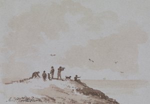 Beobachter auf einem Hügel mit Blick auf das Meer