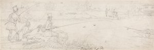 Grundfischen in der Nähe von Totten Mill (Graphit auf Papier) von James Pollard