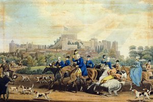 George III. (1738-1820) kehrt von der Jagd zurück, graviert von M. Dubourg, 1820 von James Pollard