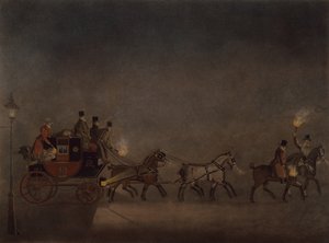 Postkutsche im Nebel von James Pollard