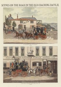 Szenen auf der Straße in den alten Kutschertagen