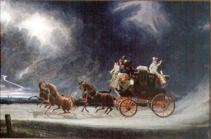 Die Norwich Postkutsche in einem Gewitter auf Newmarket Heath von James Pollard