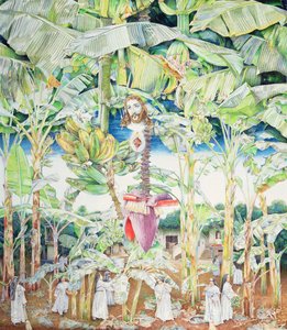 Wunderbare Vision von Christus im Bananenhain, 1989 von James Reeve
