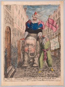 Carlo Khans triumphaler Einzug in die Leadenhall Street, veröffentlicht 1783 (handkolorierter Stich)