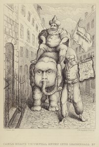Carlo Khans triumphaler Einzug in die Leadenhall Street: Satire auf den Whig-Politiker Charles James Fox und seine Ambitionen in Bezug auf Indien von James Sayers