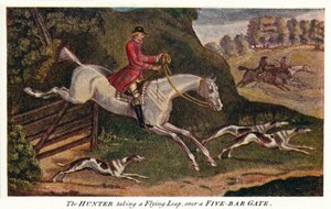 Der Jäger nimmt einen Sprung über ein Fünf-Bar-Tor, um 1740 von James Seymour