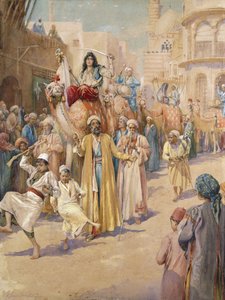 Eine arabische Hochzeitsprozession durch Kairo