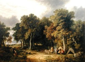 Lager in einer Waldlandschaft von James Stark