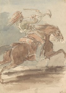 Trompeter auf galoppierendem Pferd