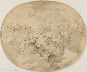 Entwurf für Deckenfresko: Apollo und die Musen mit Minerva, die die Unwissenheit zerstört