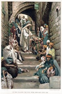 Christus heilt die Kranken, die zu ihm in die Dörfer gebracht werden