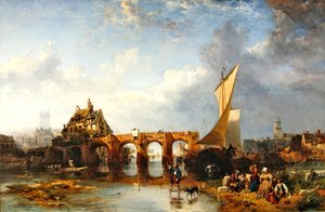 Die Pont des Treilles am Fluss Maine in Angers von James Vivien de Fleury