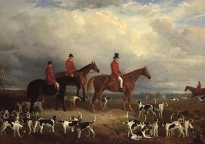Samuel A. Reynell, Meister der Meath Jagd, mit Archerstown im Hintergrund von James Walsham Baldock