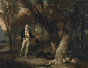 Porträt des Rev. Thomas Levett und Lieblingshunde, Hahnschießen