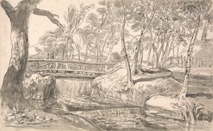 Flusslandschaft mit Wasserfall