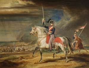 Sir John Leicester, Bt, übt sein Regiment der Cheshire Yeomanry am Strand von Liverpool, 1824