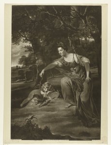 Porträt von Elizabeth Montagu und ihrem Sohn George als Diana und Cupido von James Watson (prentmaker)