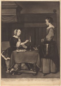 Die weibliche Korrespondentin von James Watson after Gabriel Metsu