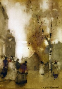 Straßenszene mit Figuren von James Watterston Herald