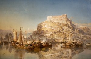 Die Stadt und Festung von Huy an der Maas, 1880 von James Webb