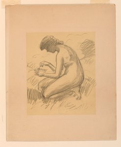 Kauernder weiblicher Akt von James Wells Champney