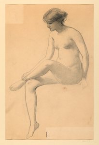 Sitzender weiblicher Akt von James Wells Champney